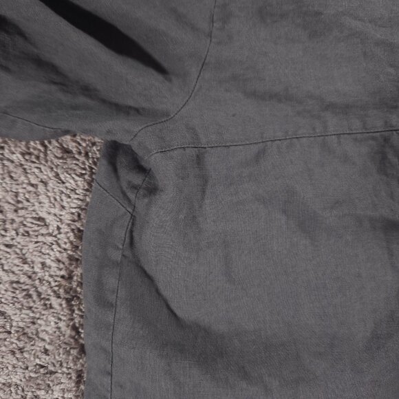 Ellen Tracy Linen Pullover Womens Large Gray 1/4 Zip Roll Tab Pockets Blouse - Picture 13 of 16